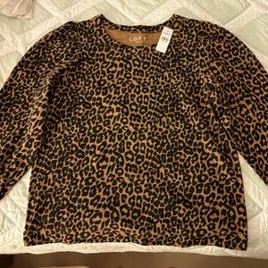 Loft, size Large, leopard print top
